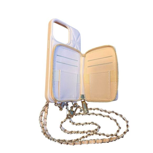 iPhone 13 Pro Max wallet phone case crossbody wristlet soft pink New - Picture 3 of 4